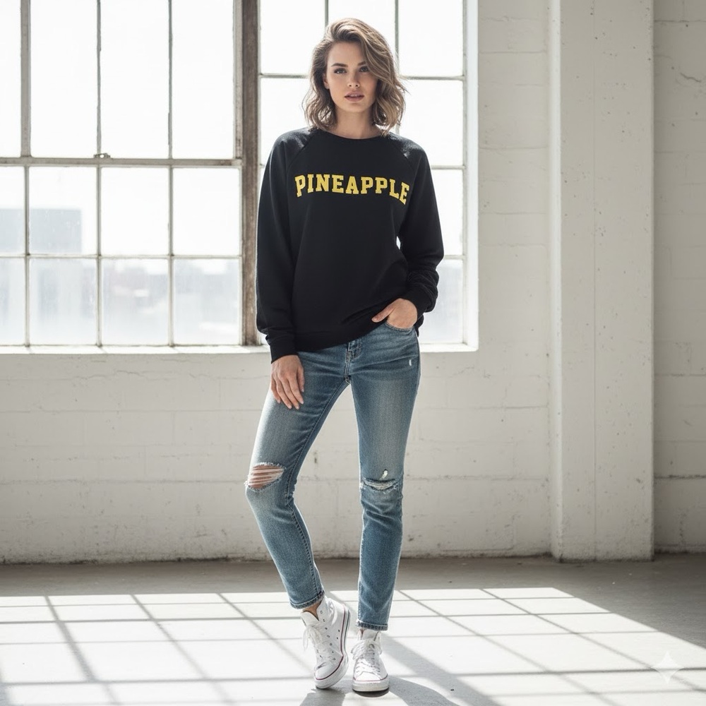 🎀MSGM Black Sweatshirt small PINEAPPLE print